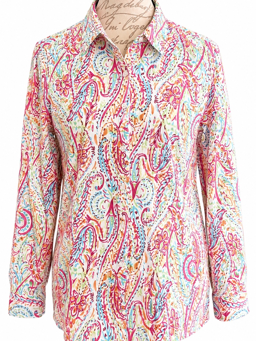 Appleseed’s Women’s Paisley Button-Up Shirt – Size Medium